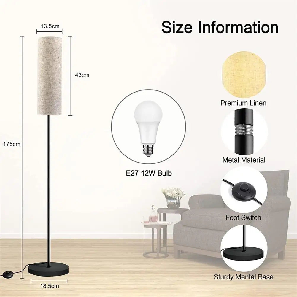 LED Floor Lamp with Linen Lampshade